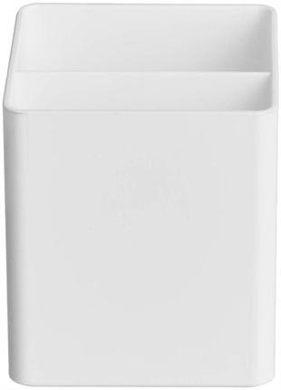 Органайзер для ручок, amazon basics, plastic organiser pen pot, білий, пластиковий, 2 відсіки, настільний, 8.4×8.4×9.9 см 2