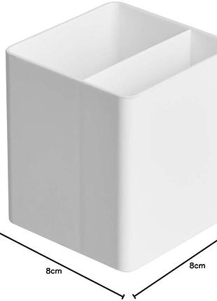 Органайзер для ручок, amazon basics, plastic organiser pen pot, білий, пластиковий, 2 відсіки, настільний, 8.4×8.4×9.9 см 4