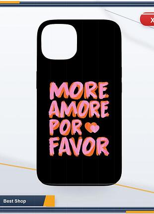 Чехол накладка бампер для iphone 12, iphone 12 pro с надписью more amor por favor, черный, tpu и поликарбонат