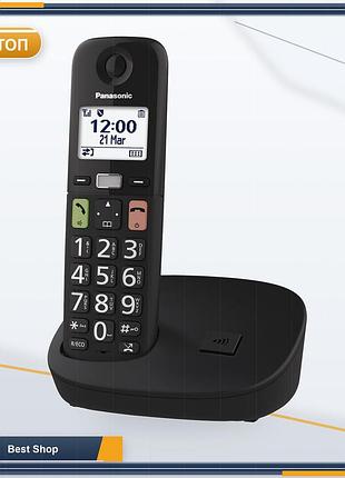 Беспроводной телефон panasonic kx-tgu110exb с базовой станцией и 1 трубкой, большие кнопки, черный
