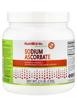 Аскорбат натрия, nutribiotic, 1000 г, для ежедневного рациона.