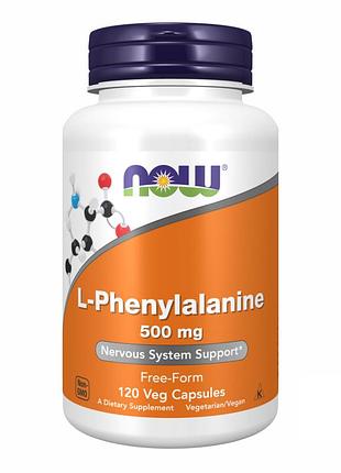 L, фенилаланин, now foods, 500 мг, 120 капсул, для ежедневного рациона.
