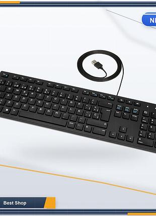 Клавіатура дротова amazon basics повнорозмірна низькопрофільна qwerty usb-a матовий чорний колір для ноутбука