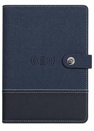 Блокнот с беспроводной зарядкой powerbank 8000 mah а5, бизнес-органайзер 3в1