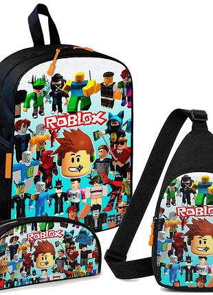 Набор roblox 3 в 1: детский рюкзак + сумка-слинг + пенал, для мальчика и девочки 7–9 лет (6038)
