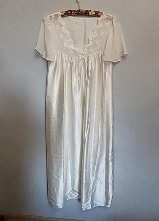 Винтажная атласная ночная рубашка молочного цвета от marks &amp; spencer (uk 20-22 / 50-52) made in uk.