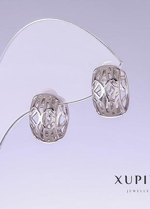 Скидка! сережки xuping l — 14 мм s — 8 мм родій