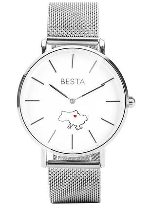Жіночий наручний годинник besta love ua silver кварцовий, зі сталевим браслетом