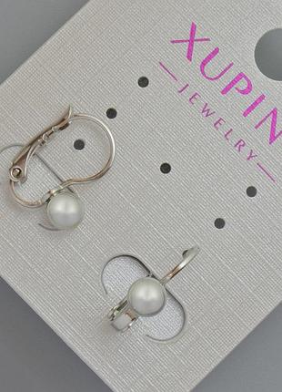 Серьги xuping d-5мм+- l-15мм+- родий