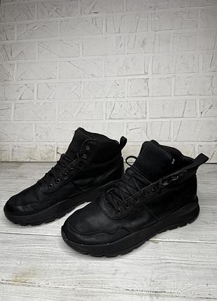 Крутые черные кожаные ботинки timberland 4