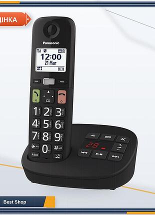 Беспроводной телефон с автоответчиком panasonic kx-tgu130exb, большие кнопки, lcd-дисплей, черный цвет