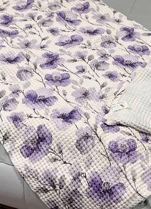 Покрывало вафельное евро l&m home textiles 20585 200х230 см белое с фиолетовым