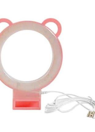 Лампа світлодіодна кругла настільна світло холодний/нейтральний/теплий usb рожева