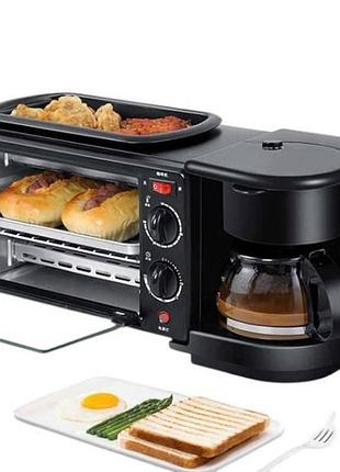 Мультипечь 3в1 кофеварка+духовка+гриль 1250 вт sokany sk-145 черная