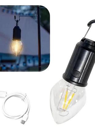 Лампочка підвісна кемпінгова акумуляторна usb t03 чорна