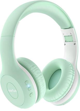 Детские bluetooth наушники earfun k2 kids, зеленые, до 40 часов работы