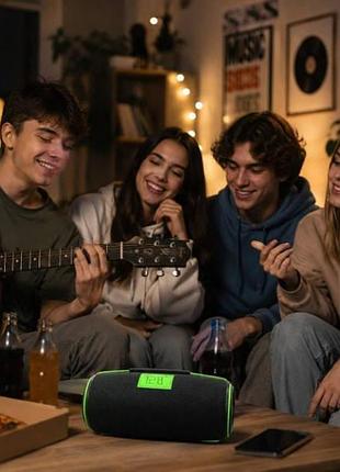 Bluetooth-колонка аккумуляторная usb, tf-карта, aux 15вт gedi-128 черная с салатовым
