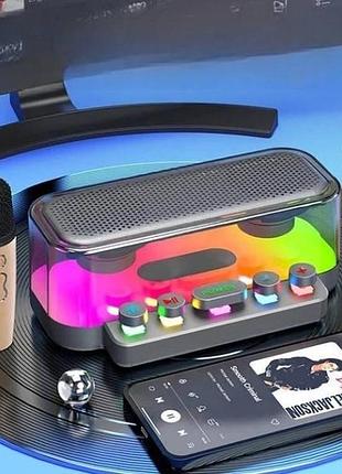 Колонка з 2 мікрофонами та rgb підсвічуванням ipx5 сіра