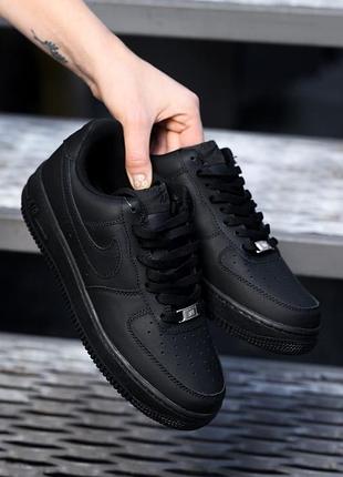 Кроссовки nike air force кожаные черные