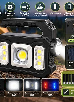 Ручний акумуляторний led-ліхтар kj-208 / ручний прожектор з функцією power bank