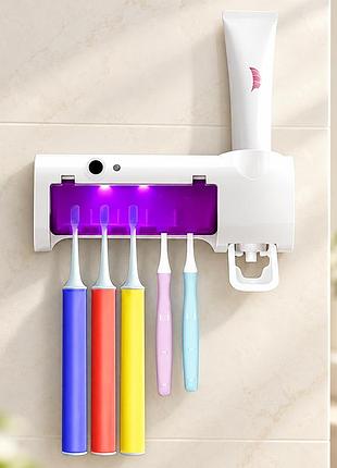 Ультрафіолетовий стерилізатор зубних щіток brush sterilizer / тримач для зубних щіток і дозатором зубної пасти
