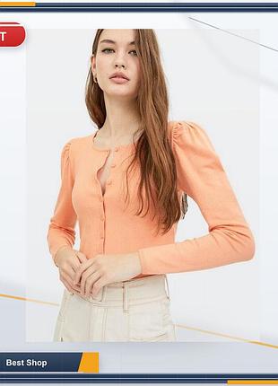 Кардиган в'язаний жіночий кофта stradivarius 1506/730/340-acvz персиковий колір, розмір s, застібка на ґудзиках