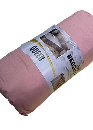 Простынь-чехол на резинке двуспальная koloco 20860 160х200х25 см персиковая