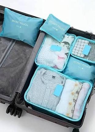 Організатор дорожнього комплекту 6шт travel organiser kit блакитний