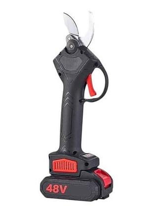 Секатор аккумуляторный с 2 аккумуляторами 48v в чемодане lithium scissors черный с красным