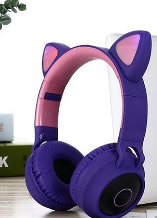 Беспроводные bluetooth наушники с кошачьими ушками bt028 фиолетовые