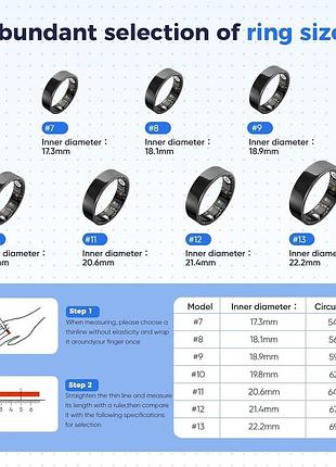 Смарт-кільце biemha smart ring size 9 silver, ios android, ip68, сон, пульс, активність 2