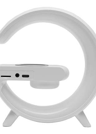 Ночник с беспроводной зарядкой, мини-колонкой и часами smart light белый