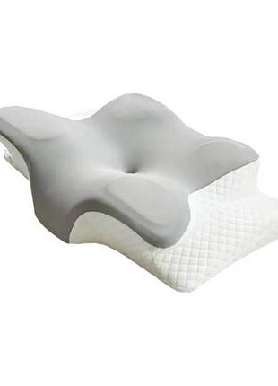 Подушка ортопедична метелик 60*40*17см pillow-04 біла з сірим