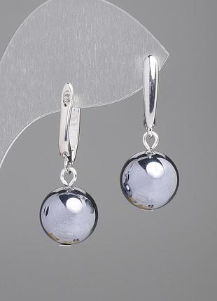 Серьги терагерц гладкий шарик d-12мм+- l-30мм+-