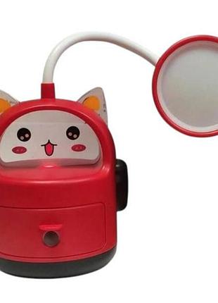 Світильник дитячий настільний неко-котик usb el-307q червоний