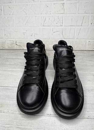 Крутые черные кожаные кроссовки alexander mcqueen 2