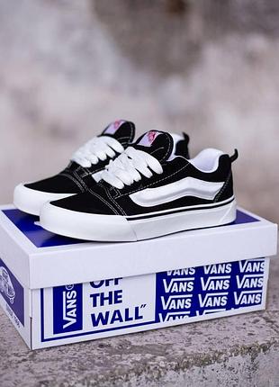 Женские кеды vans knu skool черно-белые замшевые кроссовки ванс кну скул 38-24 (b)