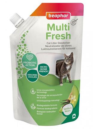 Наповнювач-дезодорант для котячого туалету beaphar multi fresh for cats із запахом ванілі та дині, 400 г