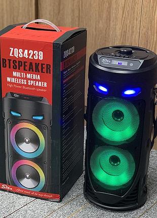 Мощная портативная акустическая колонка zqs4239 + микрофон, bluetooth 5.0, 8wх2 вт, 1800mah с пультом