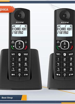 Бездротовий телефон alcatel f530 duo стаціонарний радіофон з двома трубками, функцією hands-free та блокуванням номерів, чорний