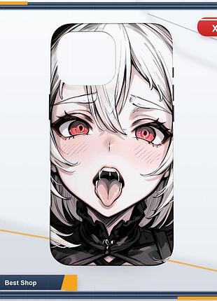 Чехол накладка бампер для iphone 16 pro max с принтом anime, поликарбонат и tpu, белый с красным