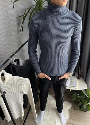 Світер рубчик синій 7