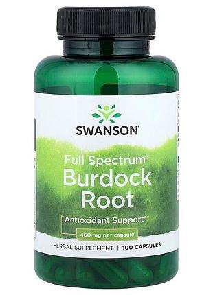 Корінь лопуха swanson burdock root 460 mg full spectrum, 100 капсул