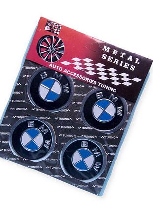 Наклейка на колесный диск/колпак d-60 мм bmw черная (к-кт 4 шт) sahler