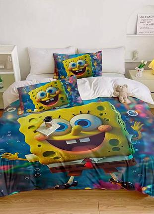 Постельное белье 3d полуторное из микросатина spongebob №1 31702 150х215 см 50х70 см