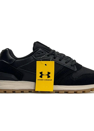 Кросівки чоловічі under armour essential runner чорні бежеві осінні шкіряні кроси андер армор з амортизацією на осінь весну