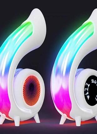 Нічник з годинником та bluetooth колонкою g69 pro led lyrics біла