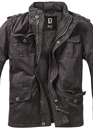 Чоловіча куртка зимова brandit britania winter jacket чорна куртка з хутром і капюшоном оригінальна брендіт