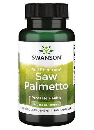 Натуральная добавка swanson saw palmetto 540 mg full spectrum, 100 капсул
