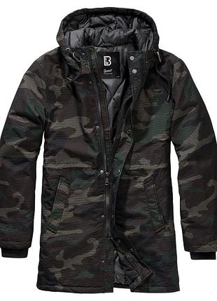 Чоловіча куртка brandit grid camo камуфляжна демісезонна парка подовжена з капюшоном оригінальна брендіт